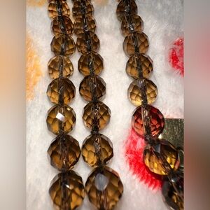 Stunning 19-1/2 full length SMOKEY QUARTZ Solid 14kt gold clasp Necklace